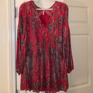 Red patterned Free People mini dress